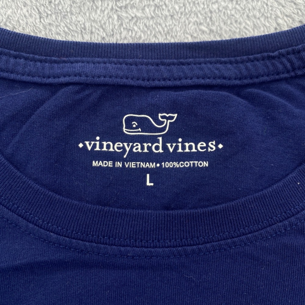 Vineyard Vines Pocket Tee Womens Large Navy Blue Football Game Day Whale Logo - Picture 4 of 8